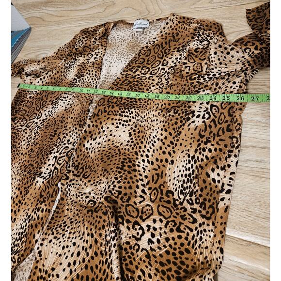 Carolyn Strauss Collection Animal Print Open Front Cardigan Kimono Plus Size 2X - Picture 6 of 10